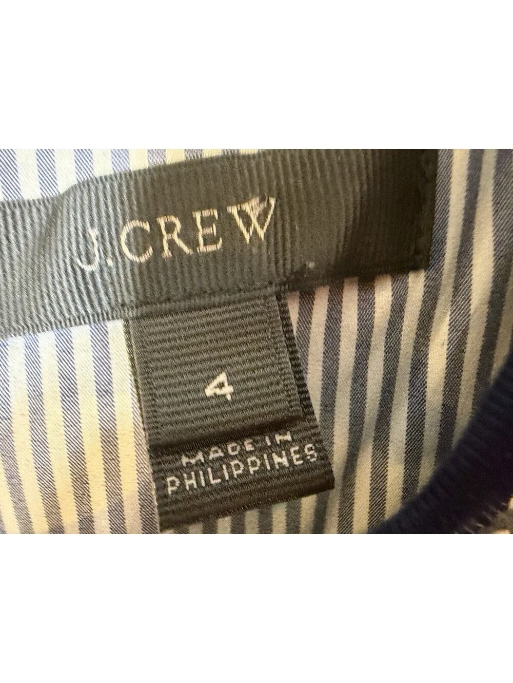 J Crew Textured Tweed Striped Sheath Dress Sleeveless Navy White Back Tie 4 Work